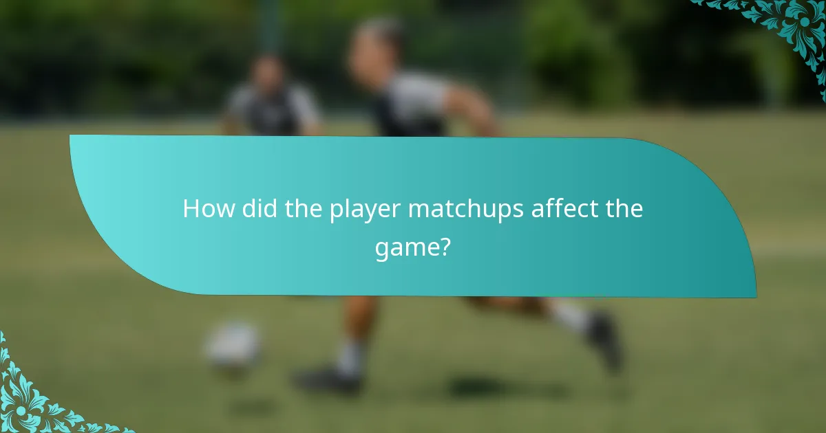 How did the player matchups affect the game?