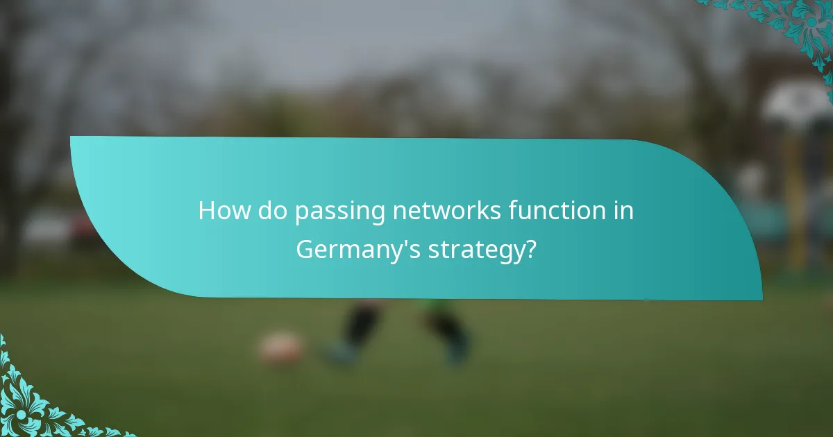 How do passing networks function in Germany's strategy?