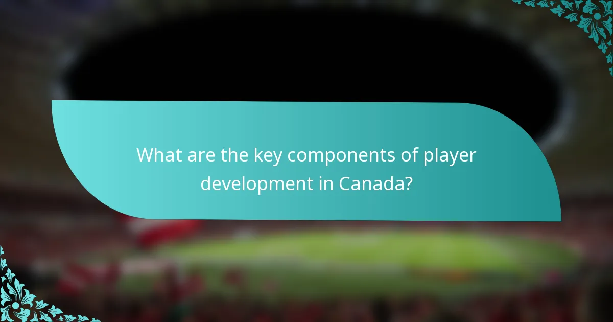 What are the key components of player development in Canada?