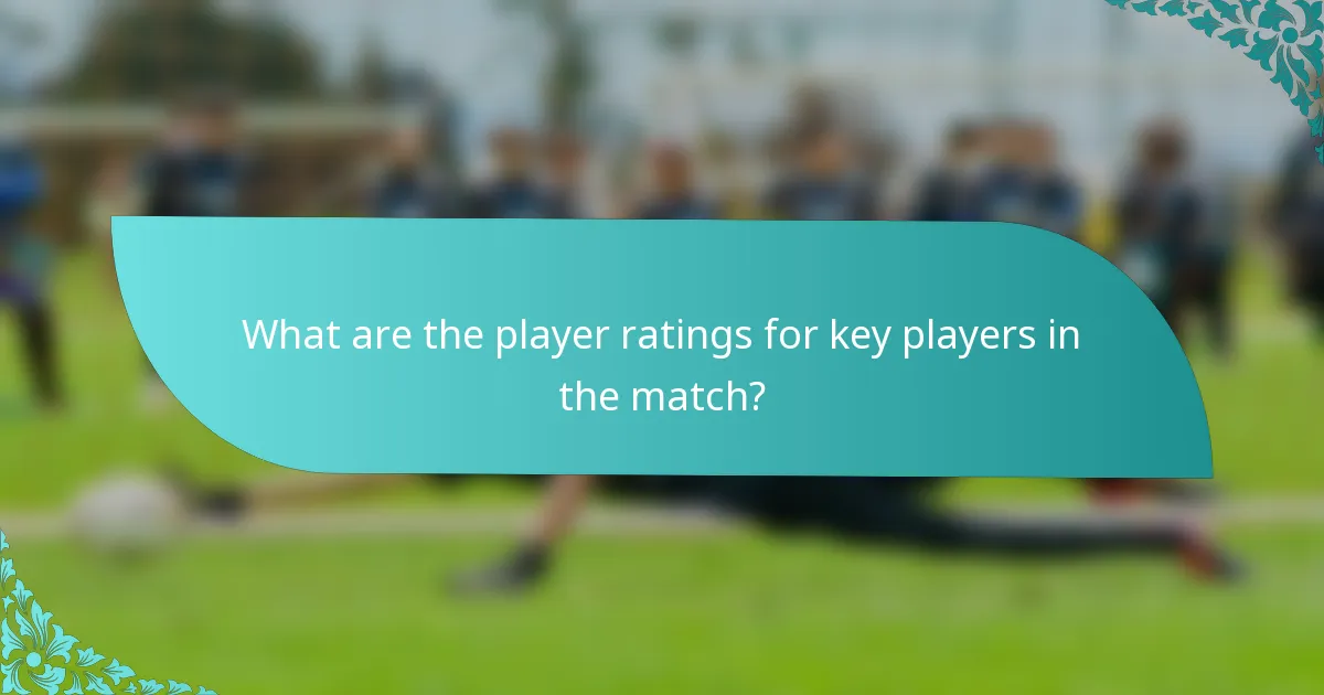 What are the player ratings for key players in the match?